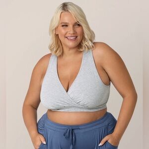 French Terry Racerback Nursing & Sleep Bra - Dark Gray-  L